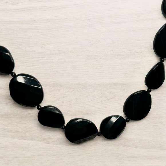 Liz & Co. Black Faceted Oval Bead Statement Piece Necklace - Picture 12 of 15